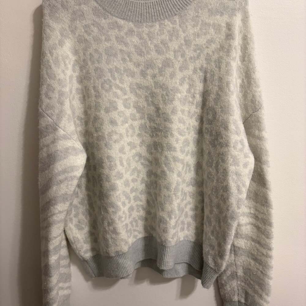 Rails Lana Ivory Grey Mixed Animal Print Wool Cashmere-Blend Sweater - Picture 1 of 3